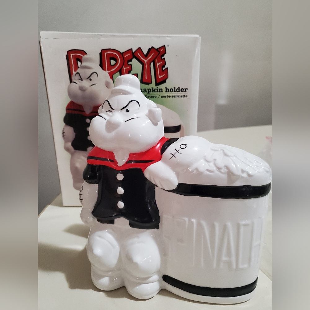 Vintage Benjamin Medwin 1995 Popeye Ceramic Napkin Holder "New"